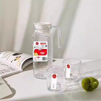En Gros Service Carafe à Eau en Verre Cristal de Haute Qualité à 6 Tasses Nouveau Design avec Couvercle en Liège pour Servir le Café et le Thé