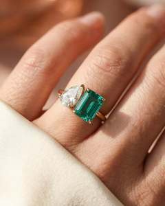 Classic Custom Luxury Fashion Women's <b>Rings</b> Trendy Anniversary Gift Pear Cut <b>Open</b> Diamond 14k Gold Lab Grown RIZTA JEWELS - Product Image 3