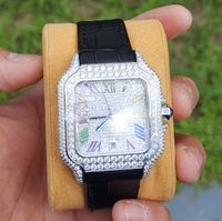 Montre mécanique carrée 3A, style AAA Carter Santo, bracelet en cuir véritable, Reloj Moissanita Para Hombre, Montre Homme