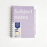 Cahier à spirales A5 avec couverture rigide en polypropylène, 4 séparateurs, 5 sujets, ligné, pour les notes scolaires des étudiants