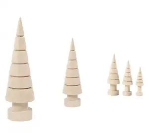 De madera de 3D ronda árbol de Navidad formas para decorar de Navidad de madera formas