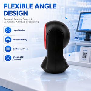เครื่องสแกนบาร์โค้ดแบบตั้งโต๊ะความเร็วสูง 2 มิติ CMOS เครื่องอ่านโค้ด QR USB Virtual COM แบบเสียบแล้วใช้งานได้ทันที สำหรับการชำระเงินในซูเปอร์มาร์เก็ตและร้านค้าปลีก - Product Image 2