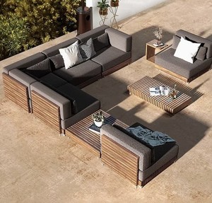 Haut <span class=keywords><strong>de</strong></span> gamme nordique <span class=keywords><strong>jardin</strong></span> solide teck Module canapé ensemble plage Villa canapé Table Resort mobilier d'extérieur - Product Image 4