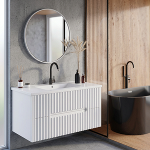 OEM European-style Bamboo MDF Luxury Bathroom Cabinets Modern Sanitary <b>Fittings</b> Space-Saving Drawers for Hotels Villas Home - Product Image 3