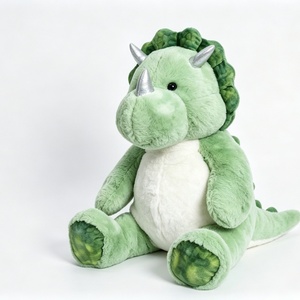Peluche de dinosaurio verde personalizado, peluche de Triceratops, peluche de dinosaurio sentado, peluche de dinosaurio adorable - Product Image 4
