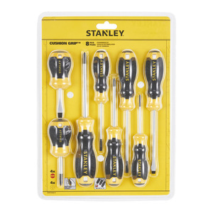 Jeu de tournevis Stanley 8 pièces avec poignée ergonomique et embout magnétique - Product Image 1