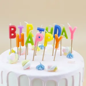 โรงงานจีนขายส่งรูปตัวอักษรคลาสสิกที่มีสีสันเทียนเค้ก"สุขสันต์วันเกิด"