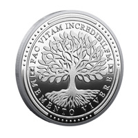 Pièce commémorative plaquée en métal, double face, avec motif Arbre de Vie et Memento Mori, inspirée de la philosophie stoïcienne, objet artisanal et porte-bonheur de poche