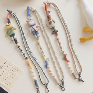 สายคล้องโทรศัพท์แบบปรับได้ 105 ซม. สายคล้องโทรศัพท์ถักโครเชต์พร้อมตุ๊กตาน่ารักรูปกบ หมี ม้า ป้องกันการสูญหาย - Product Image 3