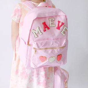 Sac à <span class=keywords><strong>dos</strong></span> personnalisé en nylon léger avec fermeture éclair et <span class=keywords><strong>patch</strong></span> en chenille <span class=keywords><strong>pour</strong></span> la rentrée scolaire – Cadeau idéal <span class=keywords><strong>pour</strong></span> enfants - Product Image 4
