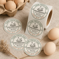 Étiquettes pour cartons d'œufs en papier synthétique de qualité alimentaire, écologiques, imperméables, autocollants pour œufs frais de la ferme, emballage personnalisé avec logo