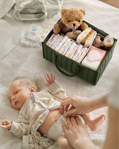 Quilted Diaper Caddy Organizer Premium Puffer Style Nursery Storage <b>Bins</b> Water-Resistant & Wipeable Changing Table Organizer - Product Image 2