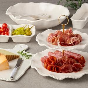 Platos de ensalada personalizados con cuentas de crema, vajilla elegante de melamina irrompible para aperitivos, postres y mesa con estilo. - Product Image 5