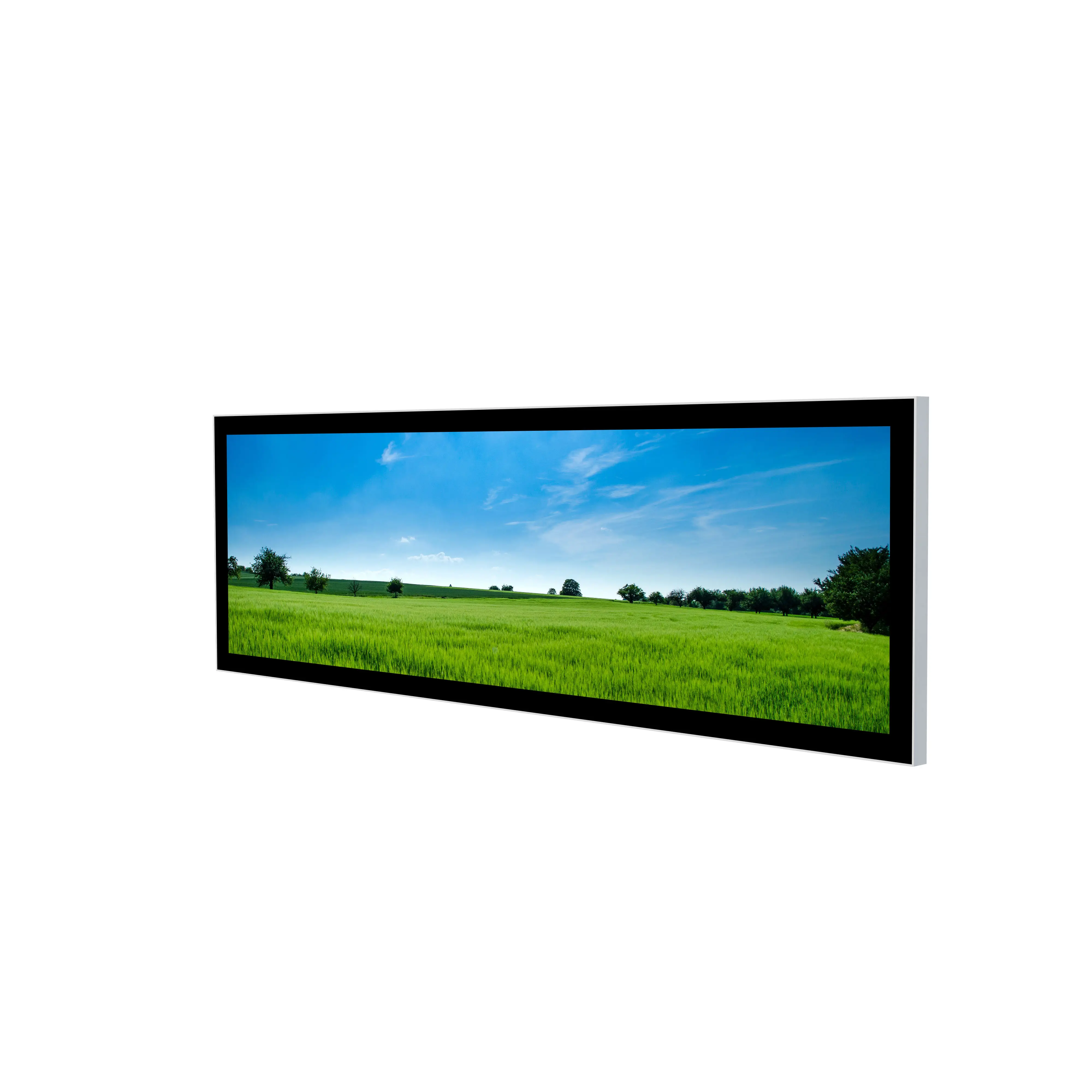 24 inch ultra wide stretched bar lcd monitor commercial screen advertising display support CMS software
