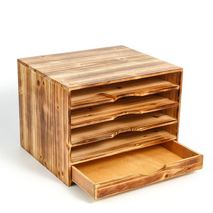 Wooden Magazine Organizer Multi Layer Desktop <b>Storage</b> <b>Box</b> For Office <b>Document</b> And File Organization - Product Image 4