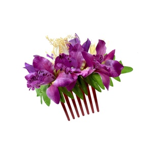 Aksesori Rambut Bunga Pesta Liburan Gaya Pantai Bohemia, Sisir Rambut Pengantin Bunga Anggrek Kepala Liburan Pantai - Product Image 6