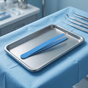 Pince à épiler professionnelle bleue en acier inoxydable à pointe inclinée personnalisée, pour l'épilation, réutilisable et sûre, Odontomed - Product Image 3