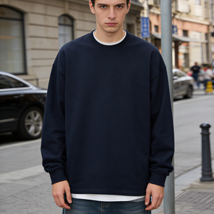 Sweat-shirt à col rond oversize pour homme OEM, coton lourd de haute qualité, impression de logo personnalisée TKAN7766 - Product Image 2