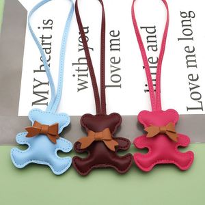 Cute <b>Bow</b> Bear Keychain PU Leather Fashion Pendant Luggage Tag Soft Cotton-Filled Cartoon Gift for Girls & Women Wholesale - Product Image 2