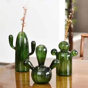 Passen Sie kreatives Design grüne Kaktus form Glasvase Aroma therapie flasche für Blumen arrangieren Home Hotel Dekor