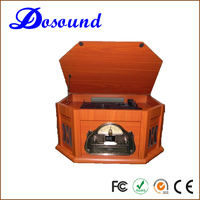 Lecteur de CD Audio Classique Gramophone en Bois Disques MP3 CD Cassette Centre Musical Nostalgique Disques Vinyle Platine