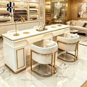 Manufacturer Manicure Marble <b>Nail</b> Salon Tables With Light <b>Nail</b> Art Station Table <b>Desk</b> Mesa De Manicura with Dust Collector - Product Image 1