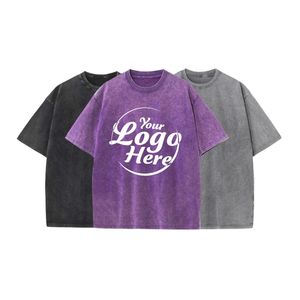 Venta al por mayor Vintage 100% algodón camiseta cuello redondo deportes al aire libre camisa gráficos peso pesado Hombre Ropa imprimir Logo en blanco - Product Image 1