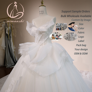 Vestido <span class=keywords><strong>de</strong></span> Novia <span class=keywords><strong>de</strong></span> Alta Costura con Hombros Descubiertos, Corsé Esculpido con Volantes y Falda <span class=keywords><strong>de</strong></span> Tul Brillante, Venta al Por Mayor OEM - Product Image 5