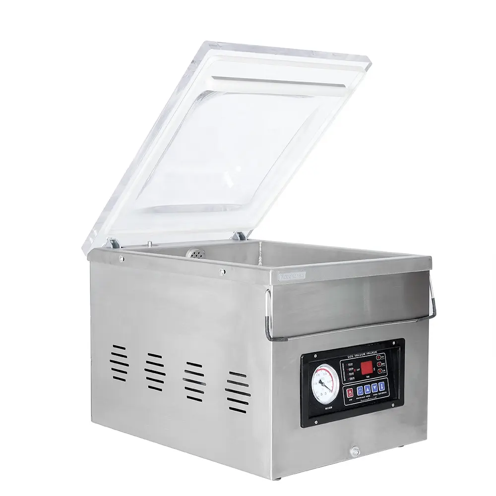 Machine à emballer sous vide scellant emballeur sac en plastique électrique argent simple acier inoxydable 38 10mm 1 pièces contrôle électronique BAOKANG