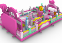 Parc de jeux gonflable sur le thème de l'éléphant rose, château gonflable géant, parcours d'obstacles, parc d'attractions pour enfants, château gonflable