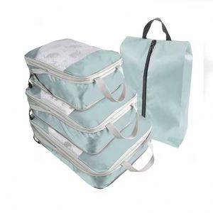 Bolsa Organizadora de Equipaje de Viaje Plegable de Poliéster Ligero y Moderno, Cubos de Embalaje de Compresión de Malla Portátiles para Zapatos - Product Image 6