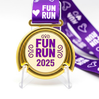 Medalla Redonda Chapada en Oro con Diseño de Esmalte Suave para Carreras Benéficas y Eventos Comunitarios