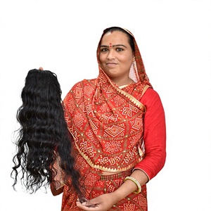 Extensiones de Cabello Humano Remy 100% Natural Ondulado Profundo Sin Procesar con Cutícula Alineada de Templo, Tamil Nadu, Estilo Indio - Product Image 1
