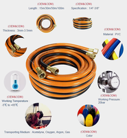 Tuyau de soudage double oxygène-acétylène renforcé en PVC de 1/4 po, tuyau de soudage en caoutchouc oxygène-air, découpe sur mesure disponible