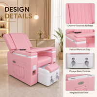 Fauteuil de spa rose avec lumière LED, inclinable, pour massage et manucure, multifonctionnel, vente chaude, luxe, pour salon de pédicure