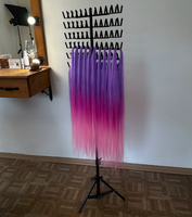 Support de rangement pour tresses et extensions capillaires, sur pied, avec 144 crochets, séparateur et présentoir réglable