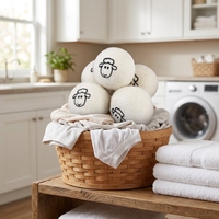 Boules de séchage en laine naturelle de qualité supérieure personnalisables, adoucissent les tissus, raccourcissent le cycle de séchage, pour le séchage du linge