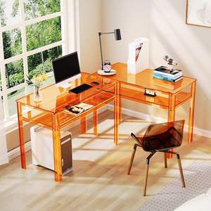 Bureau en acrylique transparent avec rangement ouvert, bureau d'ordinateur pour le bureau à domicile, <span class=keywords><strong>table</strong></span> d'étude - Product Image 4