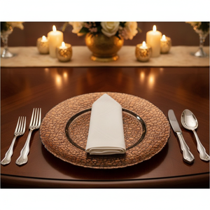 Sottopiatti in Vetro Dorato da 13 Pollici per Matrimoni e Feste, Vendita Calda di Piatti Decorativi per Servire Cibo in <span class=keywords><strong>Colore</strong></span> <span class=keywords><strong>Oro</strong></span> - Product Image 4
