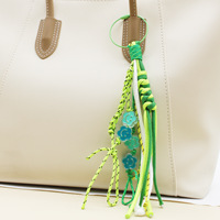 Porte-clés tressé fait main en corde de polyester colorée, pendentif de sac, accessoires de bijoux tendance