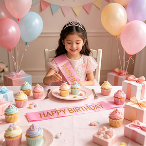 Universal Sizing Pink Happy Birthday Sash With Gold Letters Elegant Party Decoration 12 Pcs Bag - Product Image 6