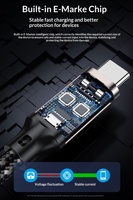 Kabel Data USB5 Tipe-C Dual-Head C-to-C Berjaket Kepang, Video 16K, Transmisi 80Gbps, Pengisian Cepat PD240W, Kompatibel USB4