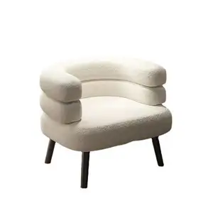 Nordic single Hotel Accent Chairs white lamb wool leisure sofa chairs