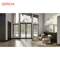 Ventana Panorámica de Aluminio Circular Moderna DERCHI, Diseño de Triple Acristalamiento Templado, para Villa Americana o Canadiense, Estilo Fijo y Abatible