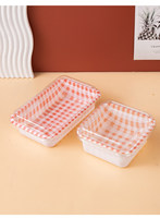 Boîte d'emballage rectangulaire jetable à carreaux pour tiramisu, gâteaux, desserts, sandwichs, pique-niques, déjeuner, fabrication chinoise