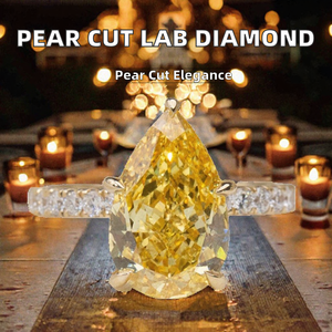 Bague de fiançailles en diamant de laboratoire taille poire jaune, or 18 carats, certifiée IGI, bijoux de mariage - Product Image 2