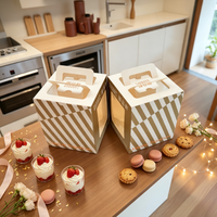 Boîte cadeau de luxe pour gâteaux avec fenêtre, boîte en papier de qualité alimentaire avec logo personnalisé en relief, emballage de boulangerie pour gâteaux, pâtisseries, biscuits, cadeaux de fêtes