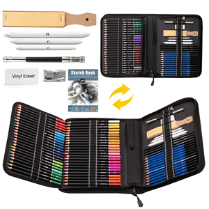Juego de 96 Lápices de Dibujo, 72 Lápices de Colores, Lápices de Carbón, Lápices Metálicos y de Acuarela en Estuche de Nailon para Artistas - Product Image 1