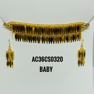 Conjunto De Joyería Árabe chapado en oro para mujer de nueva moda con pendientes Cadena de eslabones de material de latón para bebé - Product Image 1