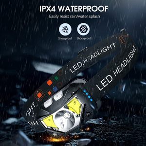 Waterproof Ultralight Camping Headlight Head Torch Cob Led Rechargeable Sensor Plastic Headlamp for Running Hiking - Product Image 4